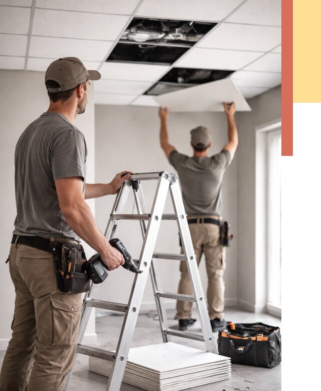 Обслуживание подвесного потолка в Новотроицке от 3664 руб. — быстро и недорого | ОТДЕЛОЧНИК-Нвт