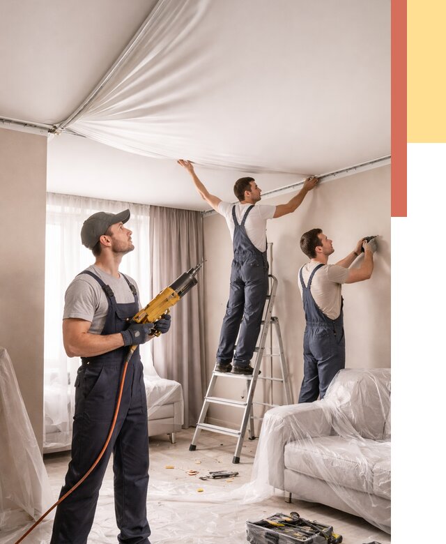 Установка натяжного потолка в Новотроицке от 4711 руб. | Быстро и недорого — ОТДЕЛОЧНИК-Нвт