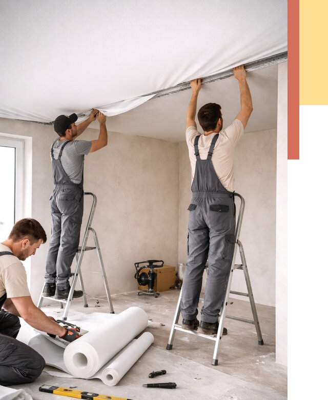 Монтаж тканевого натяжного потолка в Новотроицке от 3664 руб. под ключ | ОТДЕЛОЧНИК-Нвт