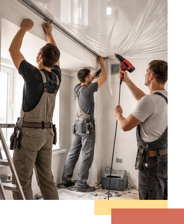 Монтаж глянцевого натяжного потолка в Новотроицке быстро и качественно