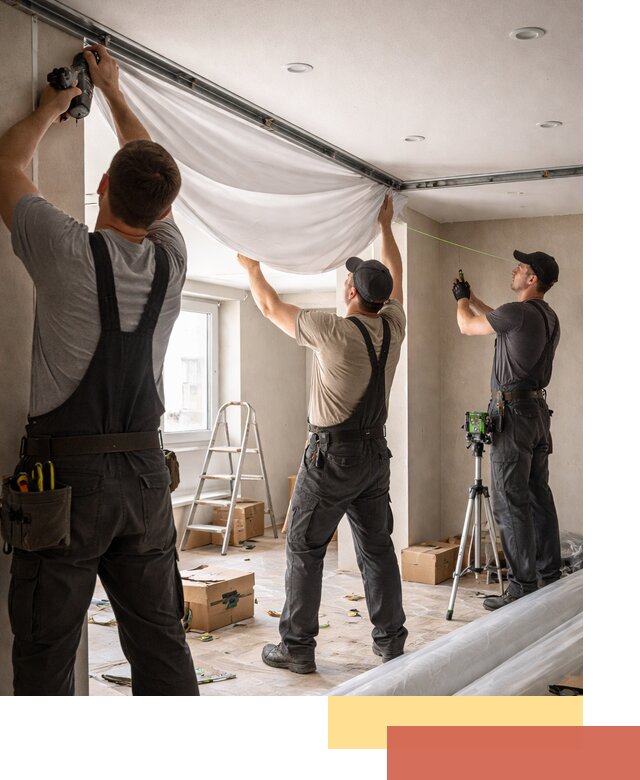 Монтаж парящего натяжного потолка под ключ в Новотроицке