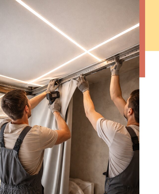 Монтаж натяжного потолка со световыми линиями в Новотроицке от 1256 руб. | ОТДЕЛОЧНИК-Нвт