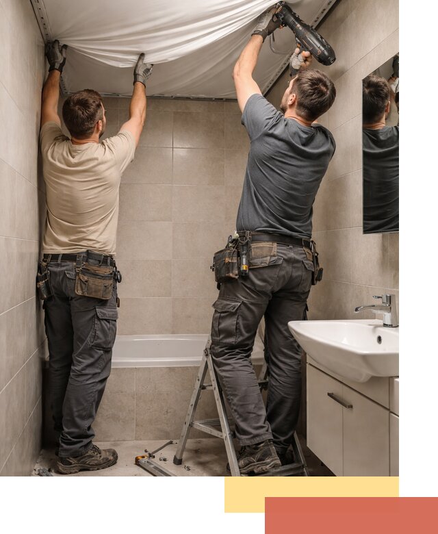 Монтаж натяжного потолка в ванной в Новотроицке быстро и качественно