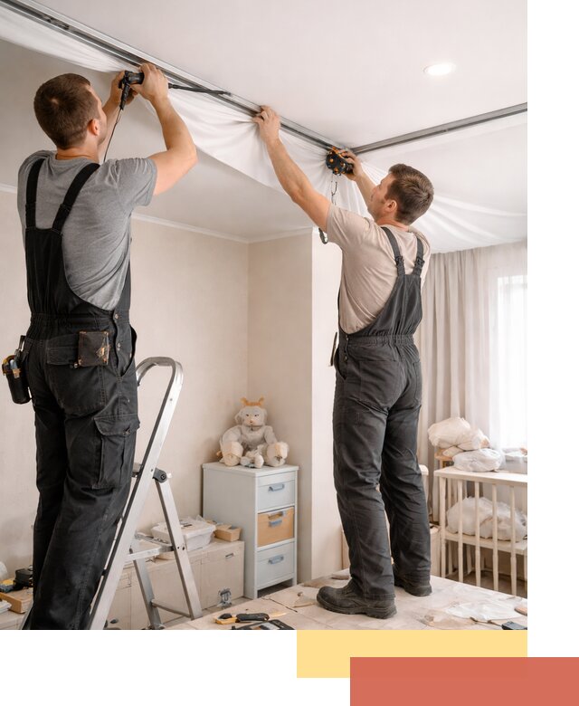 Монтаж натяжного потолка в детской комнате в Новотроицке