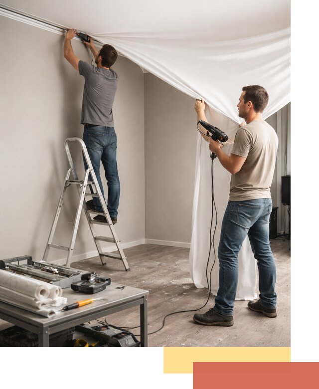 Монтаж натяжного потолка в студии в Новотроицке