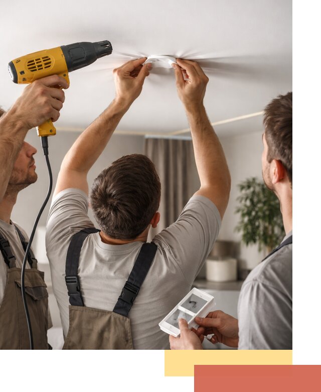 Ремонт прокола полотна натяжного потолка в Новотроицке