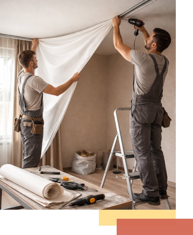 Замена полотна натяжного потолка в Новотроицке быстро и качественно