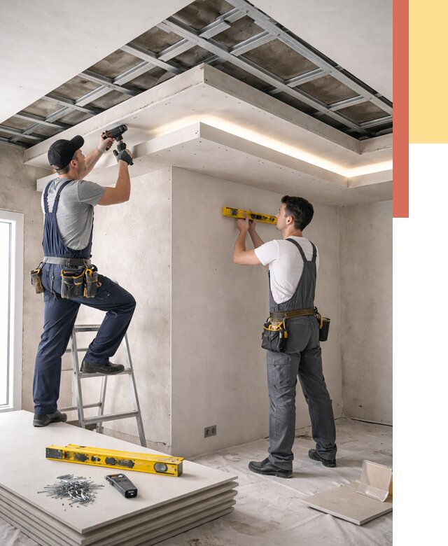 Двухуровневый потолок из гипсокартона в Новотроицке от 1518 руб. под ключ | ОТДЕЛОЧНИК-Нвт