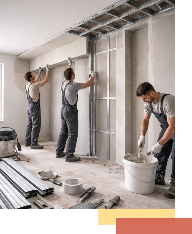 Монтаж потолка из гипсокартона с нишей в Новотроицке