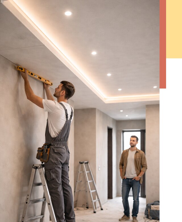 Потолок из гипсокартона с подсветкой в Новотроицке от 785 руб./м2 под ключ | ОТДЕЛОЧНИК-Нвт