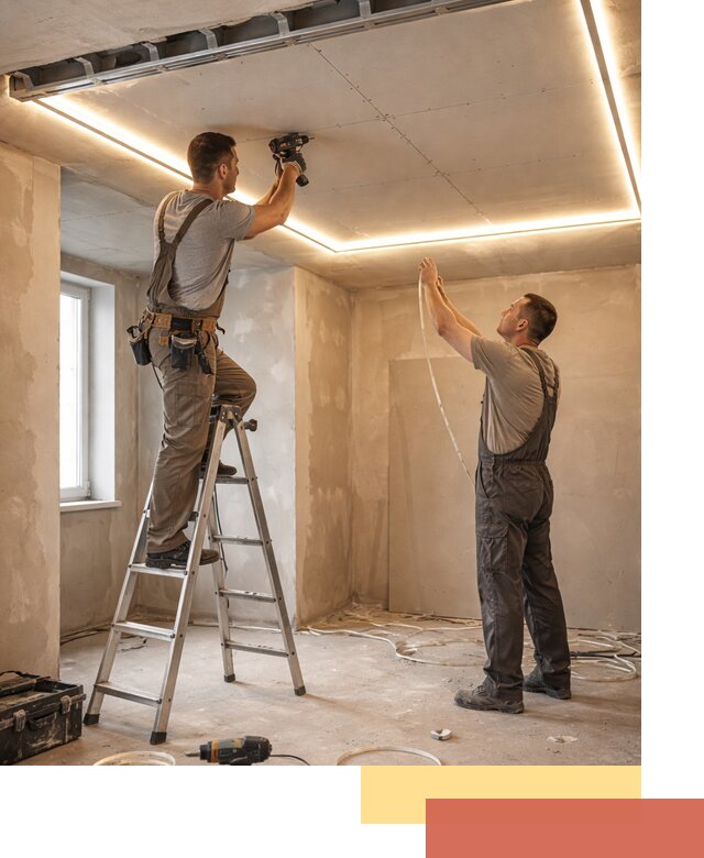 Потолок из гипсокартона с подсветкой в Новотроицке