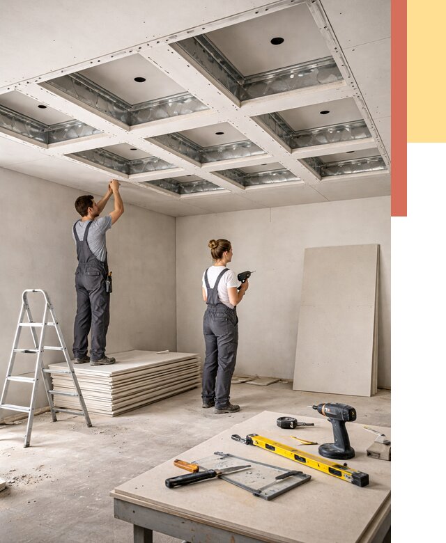 Кессонный потолок из гипсокартона в Новотроицке от 1937 руб. — монтаж и под ключ | ОТДЕЛОЧНИК-Нвт