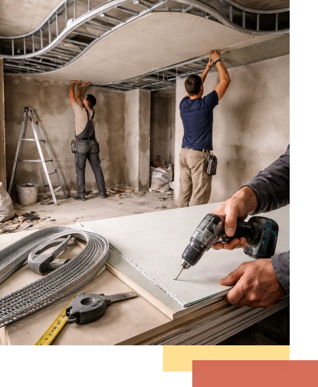 Криволинейный потолок из гипсокартона в Новотроицке — монтаж и отделка