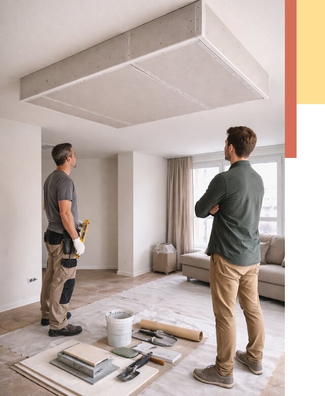 Короб на потолке из гипсокартона в Новотроицке от 2303 руб. — монтаж и услуги под ключ | ОТДЕЛОЧНИК-Нвт