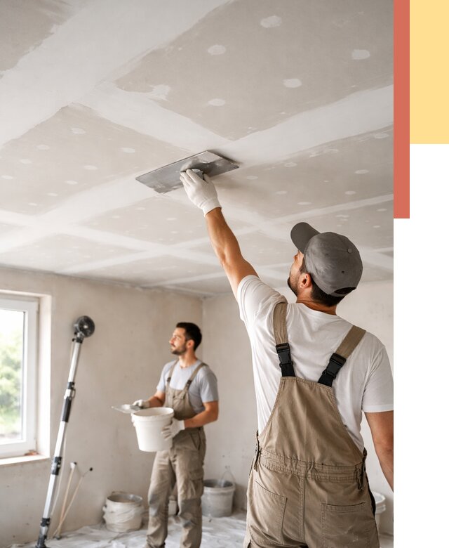 Шпаклевка потолка из гипсокартона в Новотроицке от 3350 руб./м2 — услуги под ключ | ОТДЕЛОЧНИК-Нвт