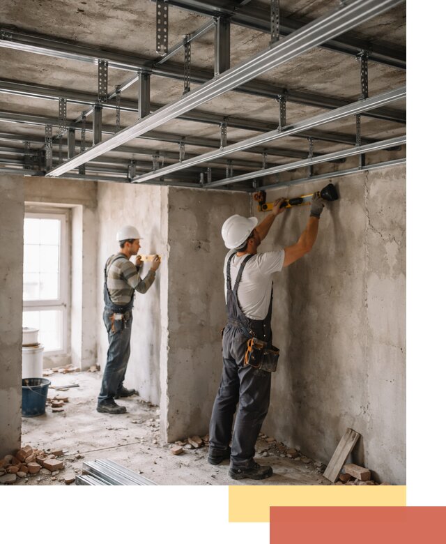 Монтаж каркаса потолка из профильного профиля в Новотроицке