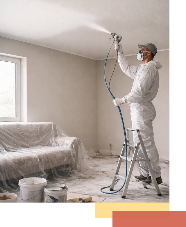 Покраска потолка краскопультом в Новотроицке быстро и качественно