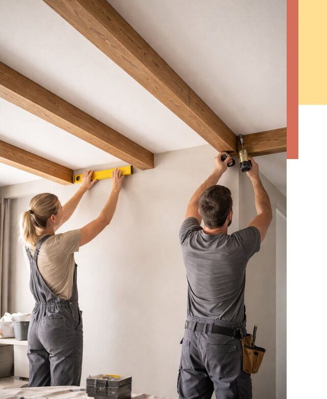 Монтаж декоративных балок на потолок в Новотроицке от 4397 руб. — ОТДЕЛОЧНИК-Нвт